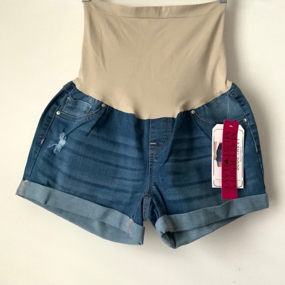 Blue Savvy Maternity Cuffed Full Panel Shorts Size Xl - Picture 5 of 6
